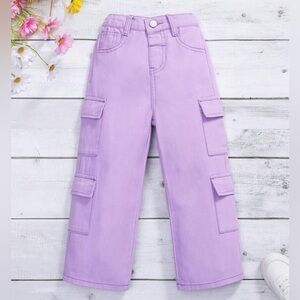 BNIB Youth Girls Flap Pocket Jeans Lilac Purple size 7 Y